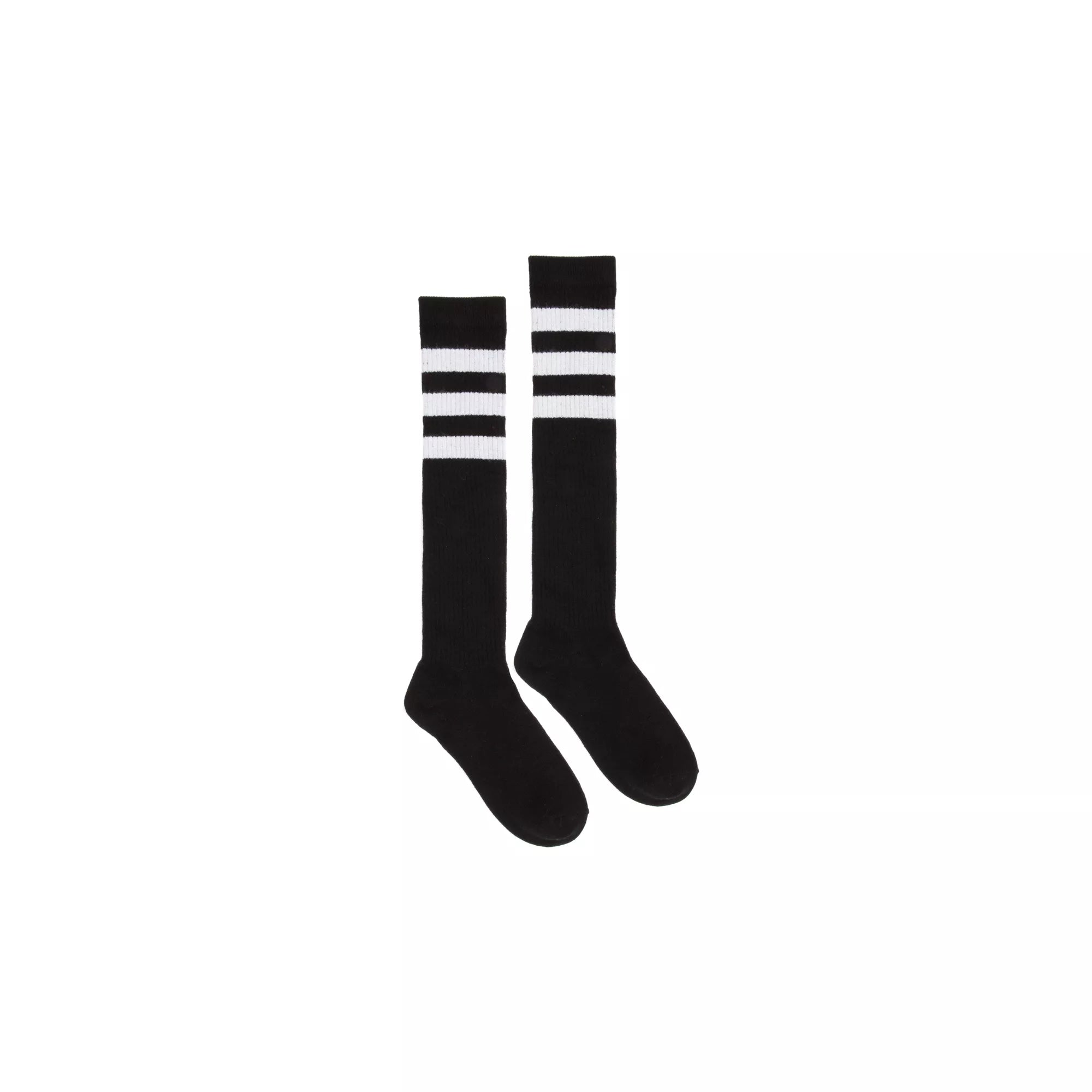 Black with White Striped Knee High Socks