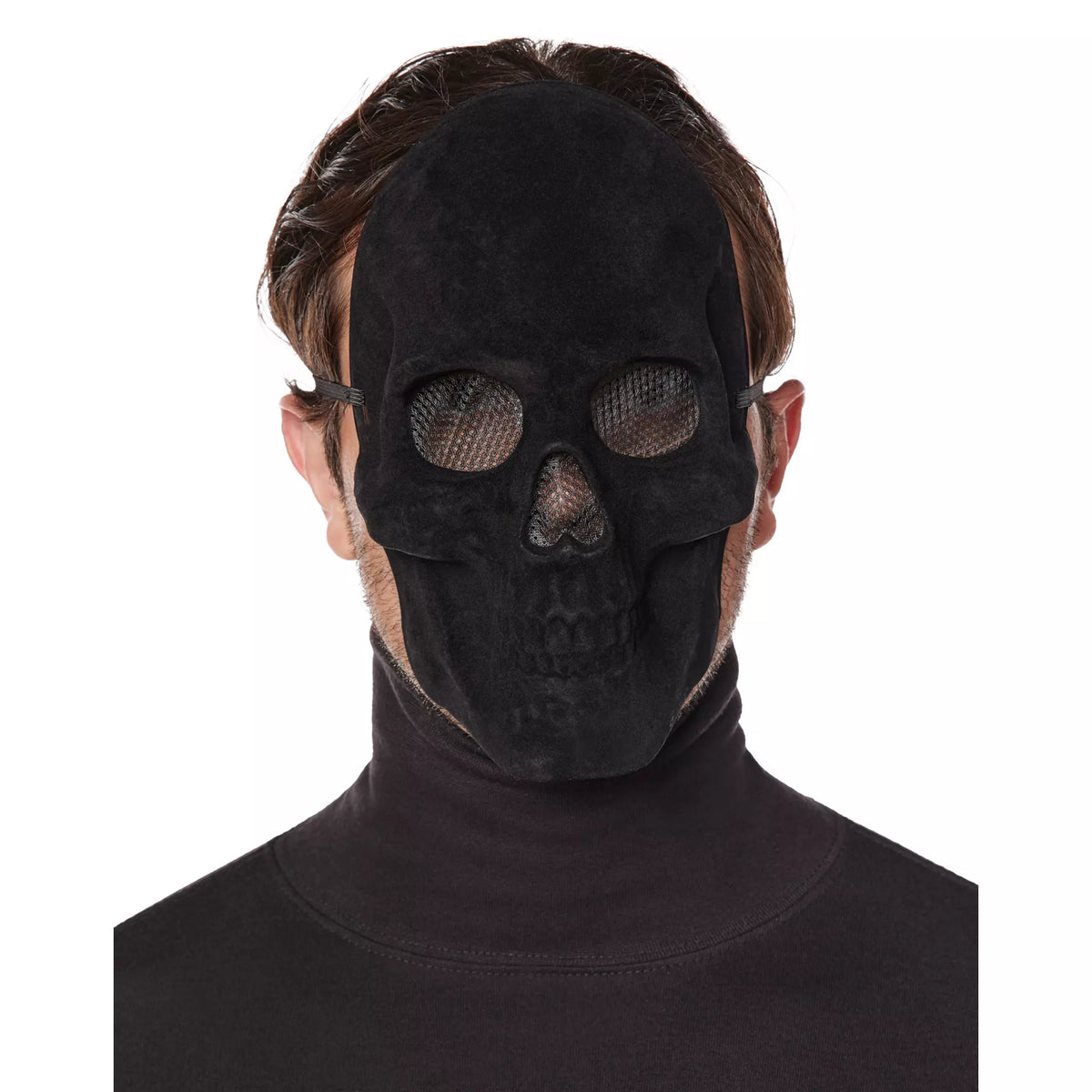 Black Velvet Skull Half Mask