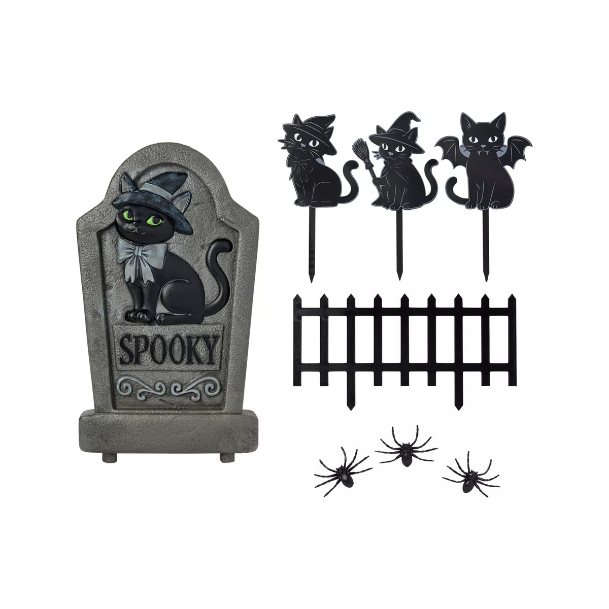 Black Cat Tombstone and Stakes Set