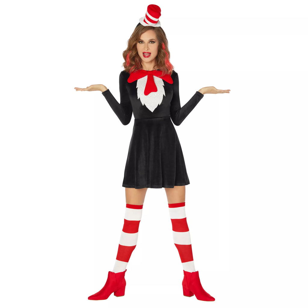 Adult Cat in the Hat Dress Plus Size Costume – Dr. Seuss